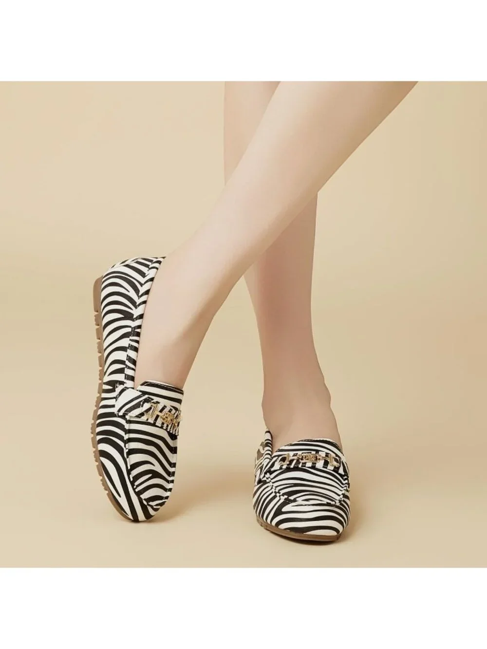 Women's Zebra Comfort Walking Pull On Leisure Slip On Work Loafer Flat Shoes